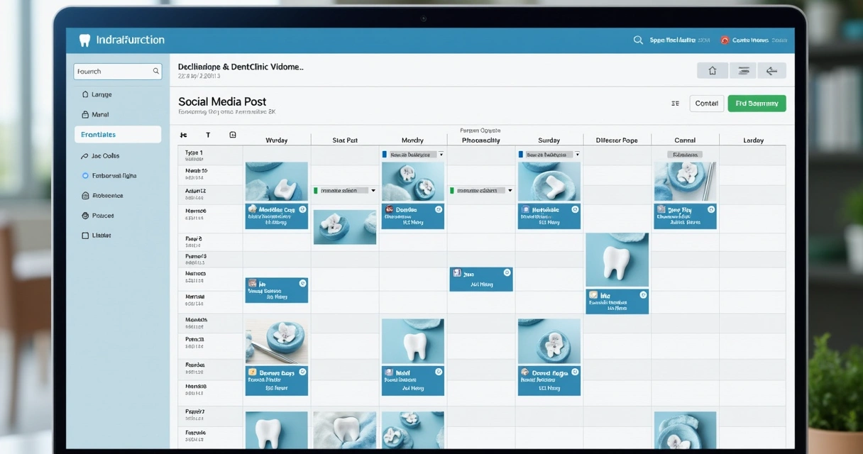 Calendário editorial digital com posts sobre odontologia 