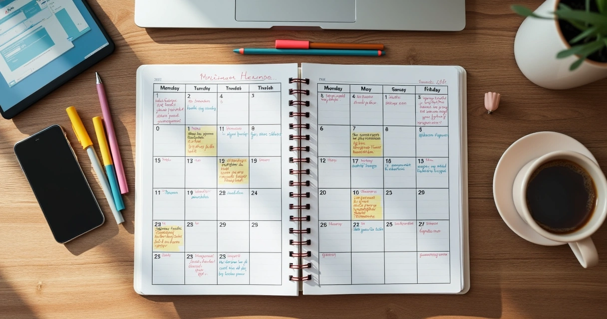 Calendário de reservas com tarifas e anotações em notebook
