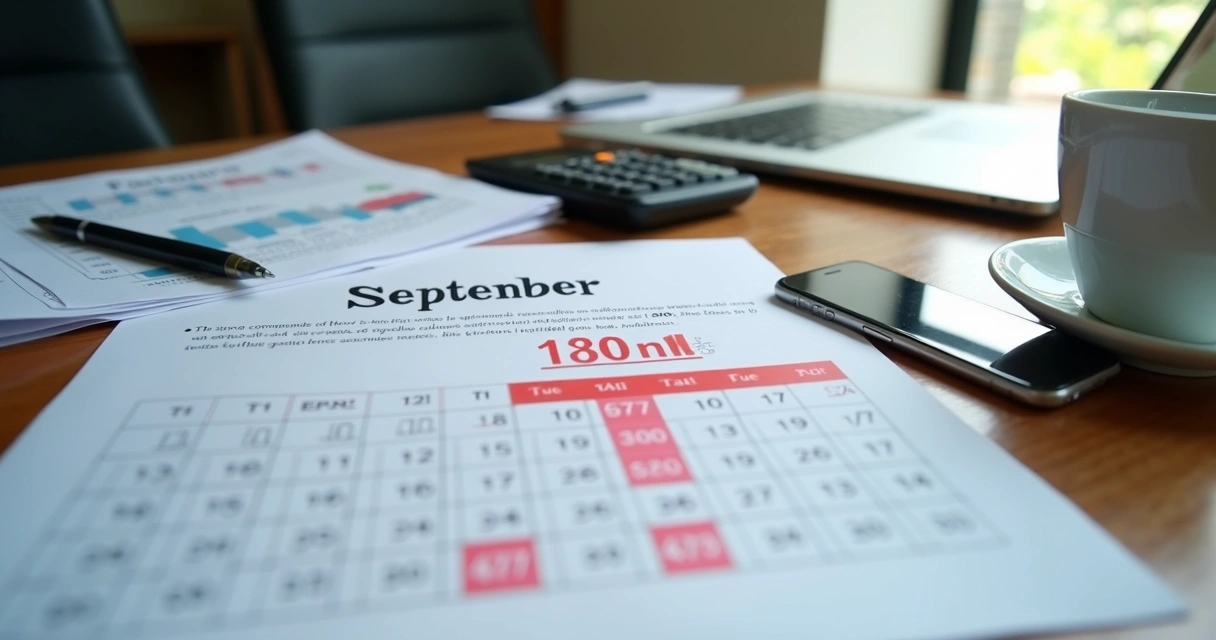 Calendário fiscal, laptop e documentos de uma pequena empresa 