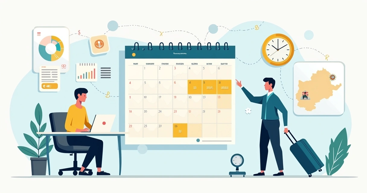 Calendario corporativo mostrando cálculo de vacaciones proporcionales 