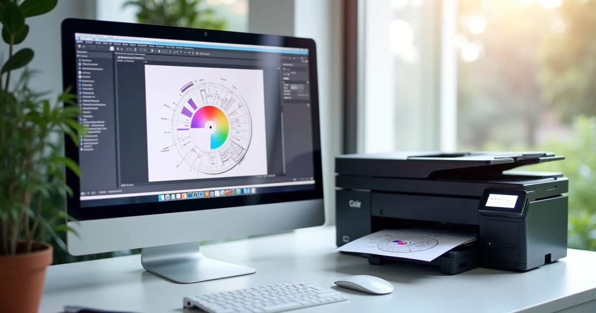 Tela de computador mostrando calibração de impressora. 