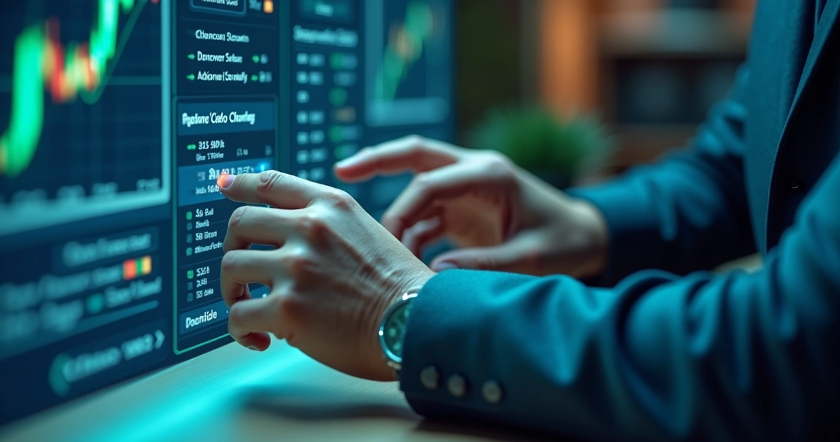 Pessoa ajustando parâmetros em um painel de bot de criptomoedas 