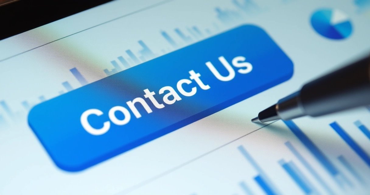 Botão de contato destacado em site empresarial 