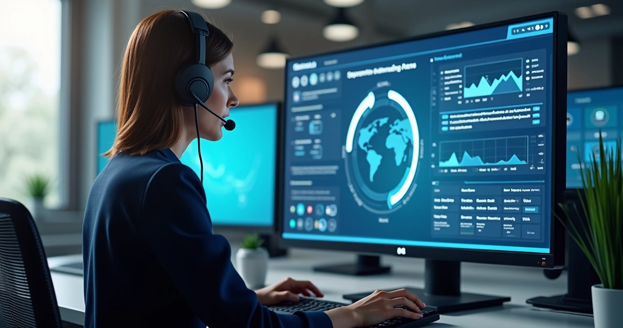 Operador de contact center usando IA para atendimento ao cliente 
