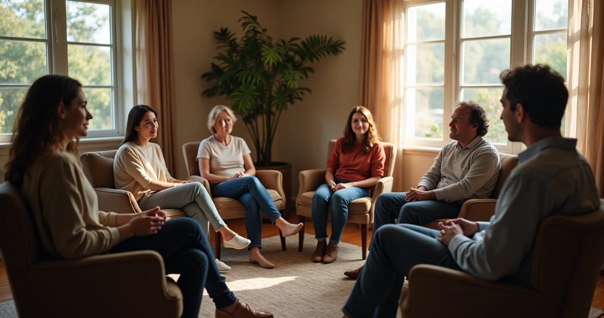 Small group with open posture in a calm discussion