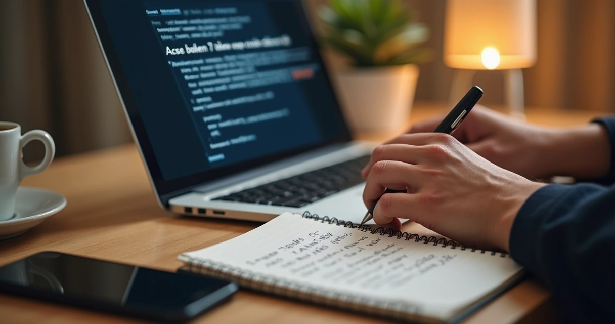 Person writing a calm crisis message on a laptop 