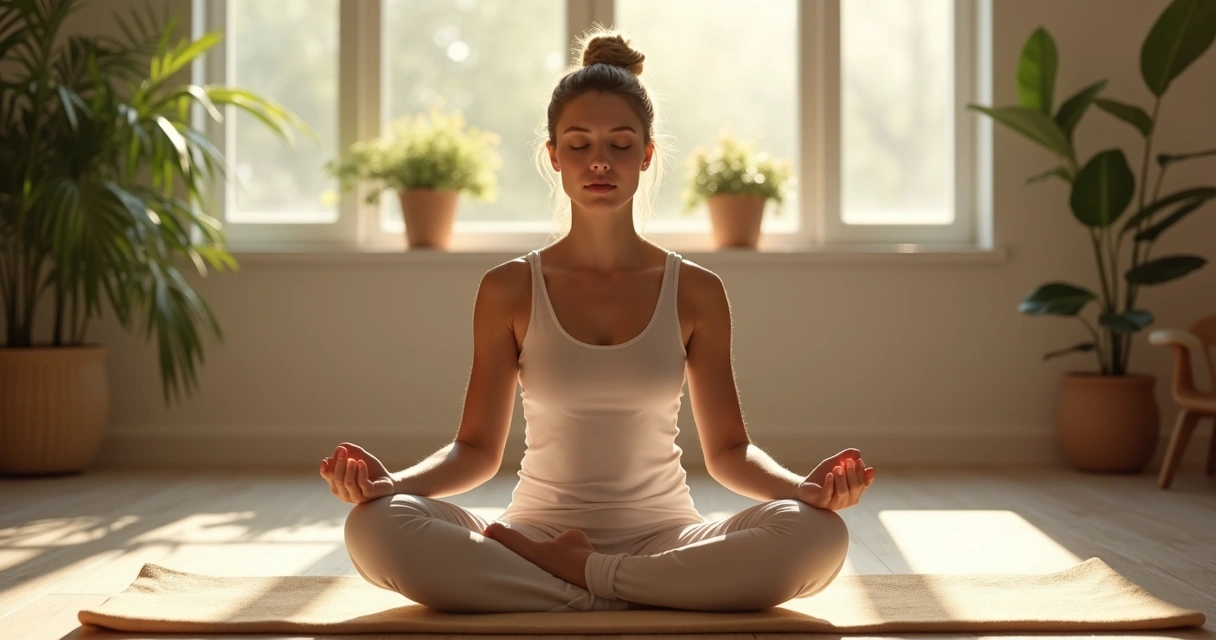 Person sitting quietly, focusing on their breathing