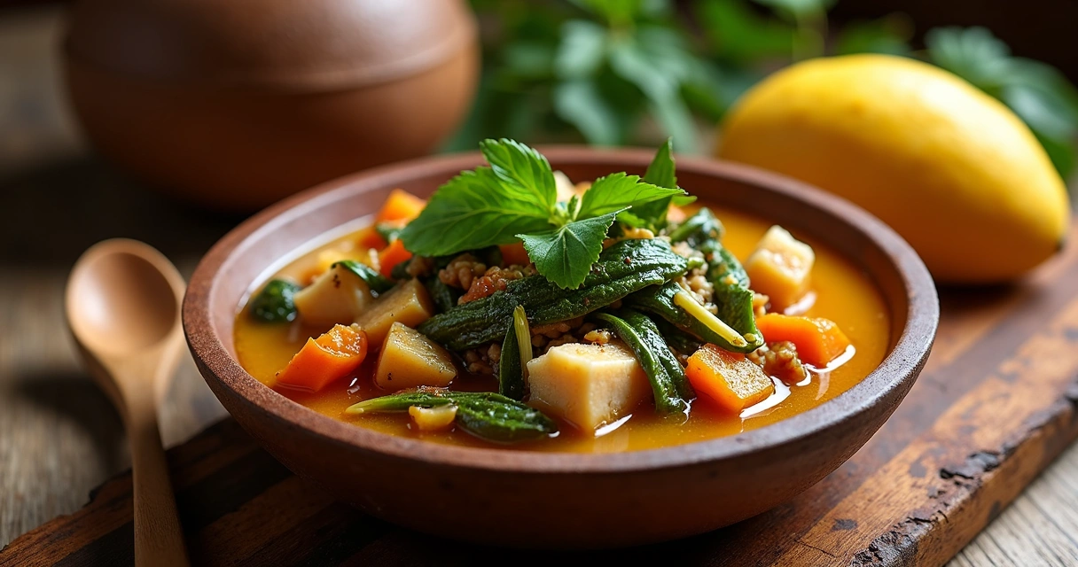 Prato de calulu típico de São Tomé 