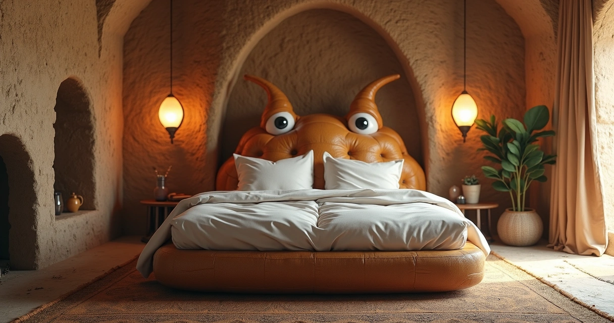 Cama de Tibia com olhos na cabeceira 