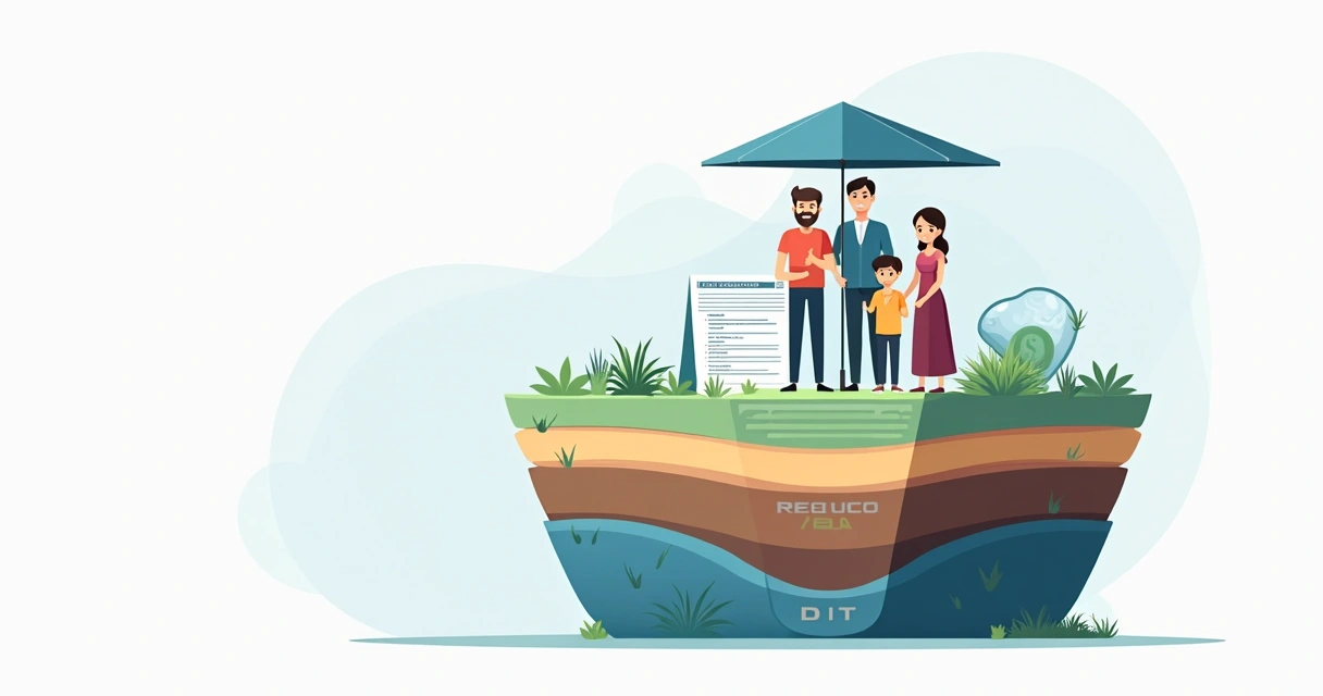 Ilustração de camadas de proteção financeira