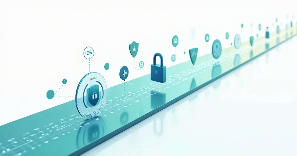 Fluxo mostrando várias etapas de segurança digital em uma transação online 