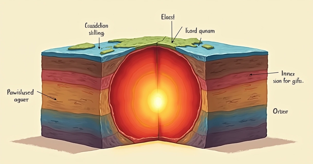 Corte mostrando camadas internas da Terra 
