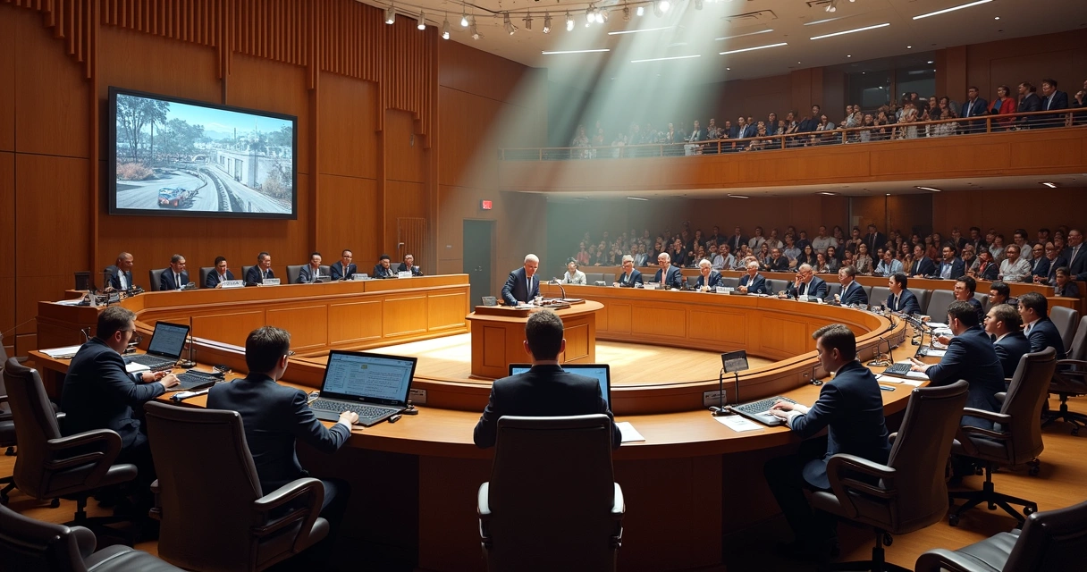 Sessão legislativa na Câmara Municipal, vereadores discutindo projeto de lei 