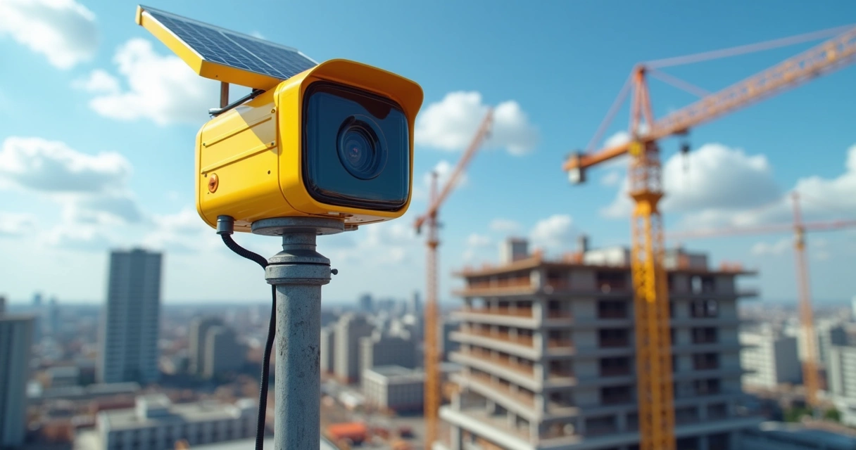 Câmera 4G solar instalada em obra de construção civil