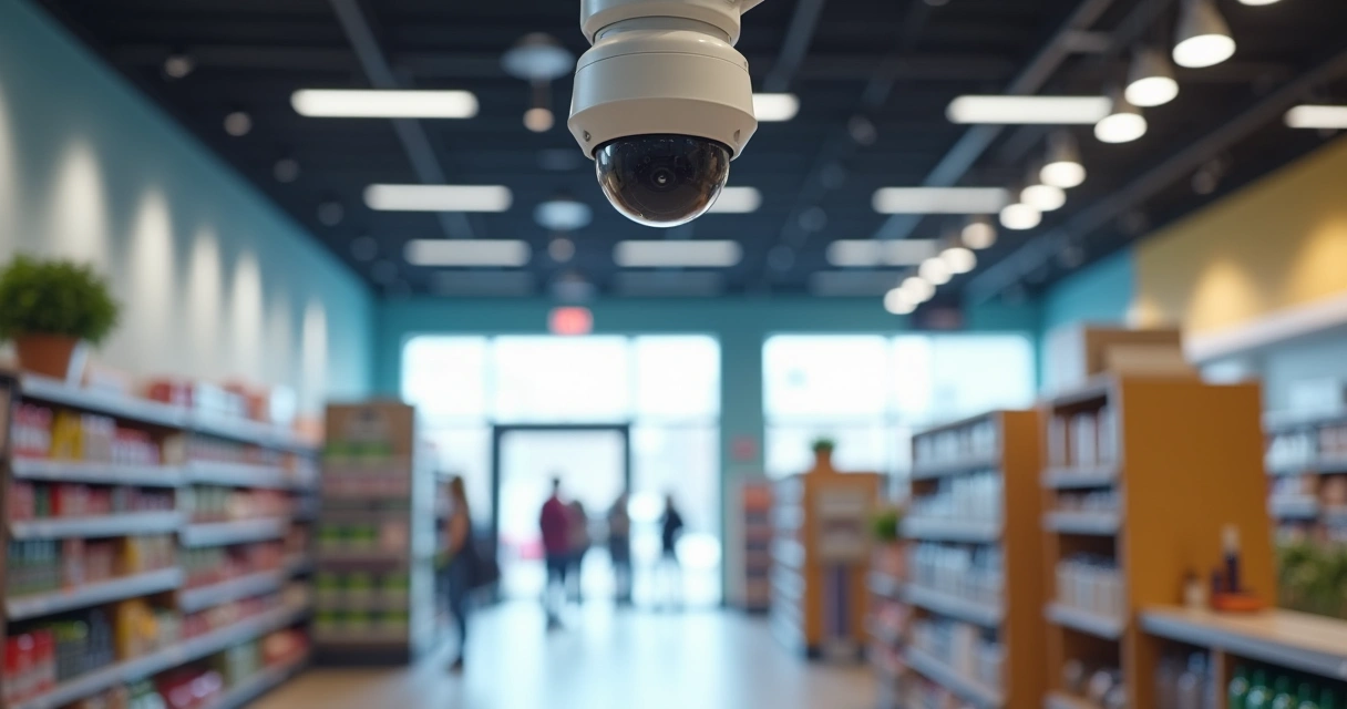 Câmera dome instalada em ambiente comercial Intelbras 