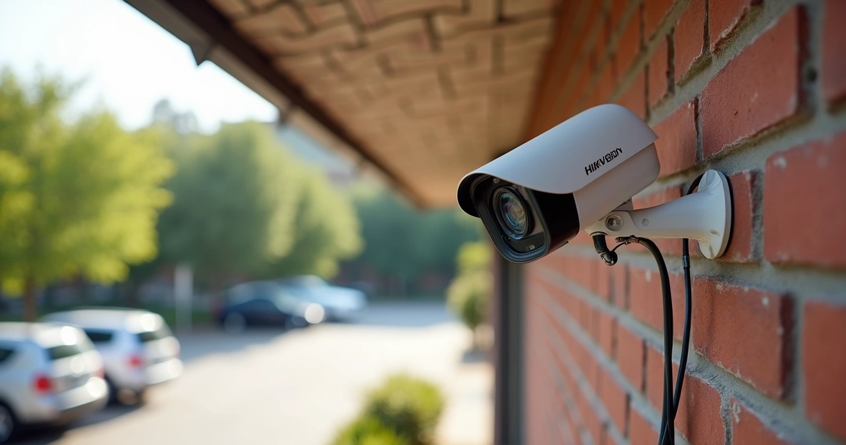 Câmera bullet Hikvision DS-2CD1023G2-LIU instalada em parede externa 
