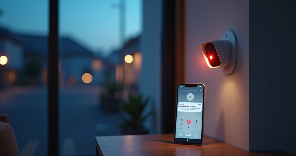 Camera com alarme enviando notificação para aplicativo de celular 