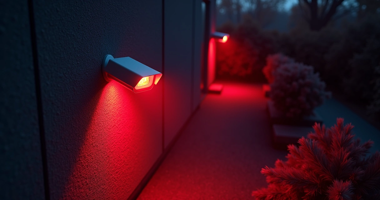 Câmera de segurança com LEDs infravermelhos ativados para visão noturna 