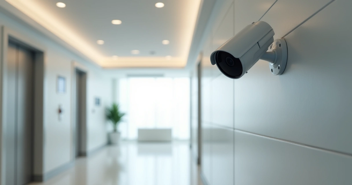 Câmera IP instalada em corredor de condomínio 