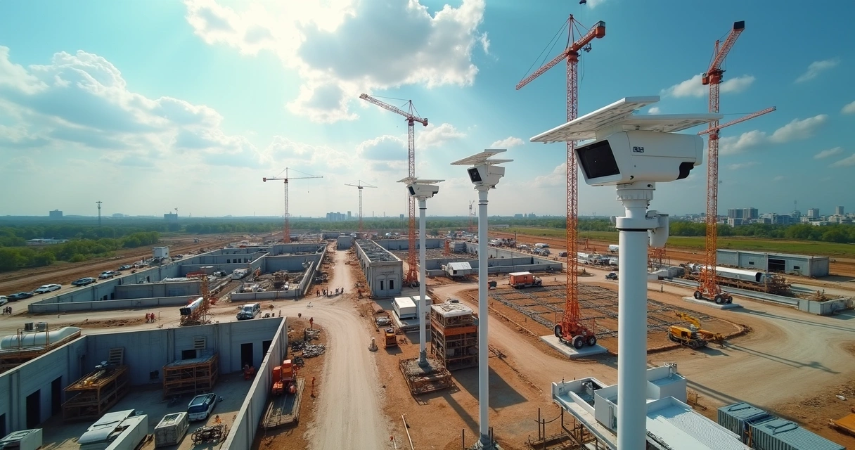 Câmera instalada monitorando diferentes equipes em canteiro de obras 