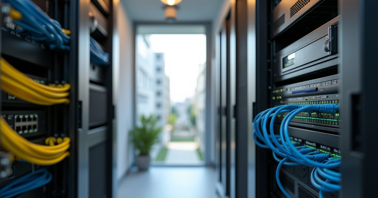NVR em rack com câmeras IP instaladas em condomínio residencial 