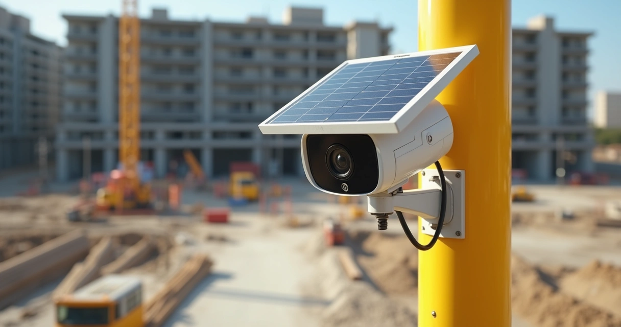 Câmera de obra solar instalada capturando imagens time-lapse 