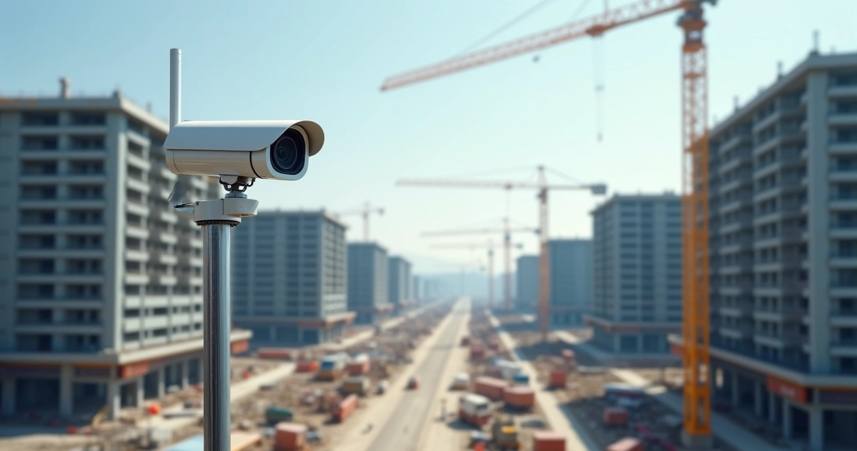 Monitoramento de obra grande usando câmera PTZ 
