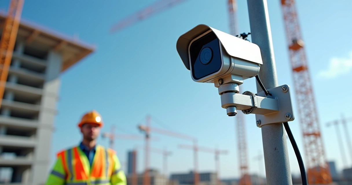 Câmera PTZ instalada em canteiro de obra