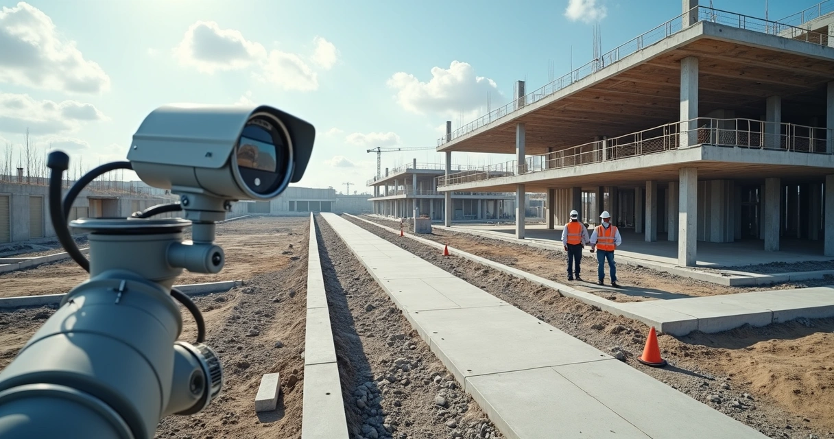 Câmera PTZ solar 4G instalada em canteiro de obras 