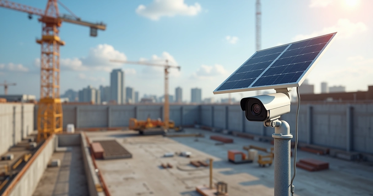Câmera solar instalada em canteiro de obras 