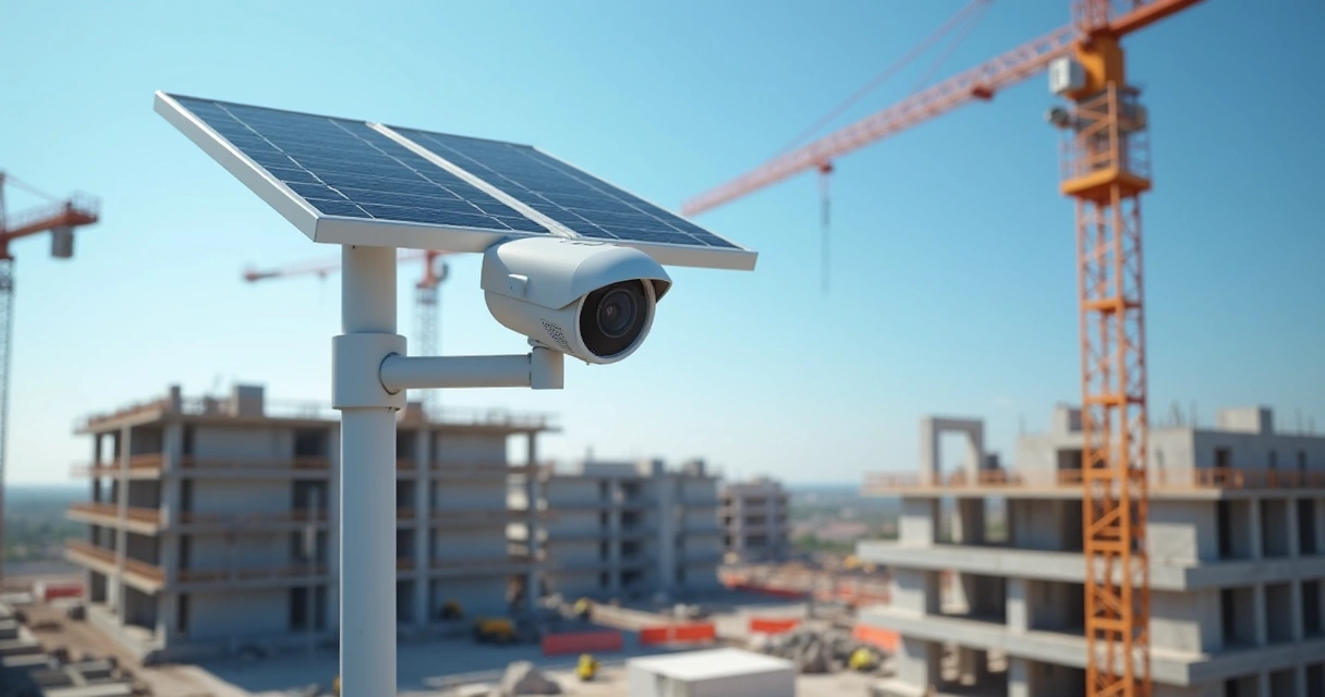 Câmera solar instalada em canteiro de obras 