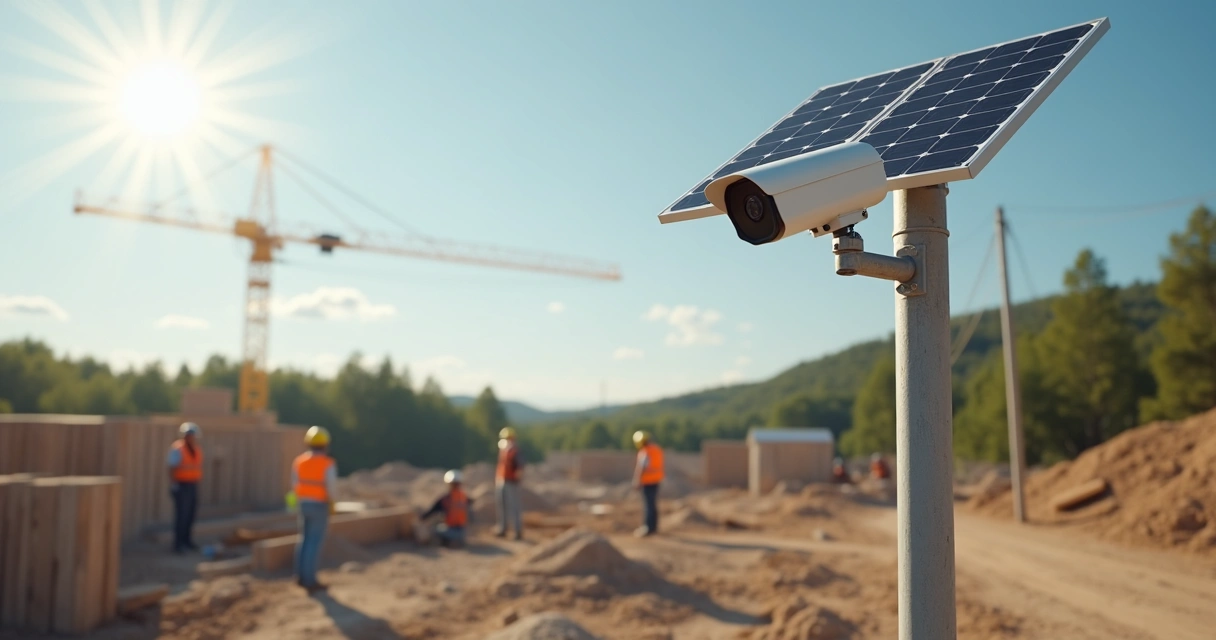 Câmera solar instalada para monitorar obra em área remota 