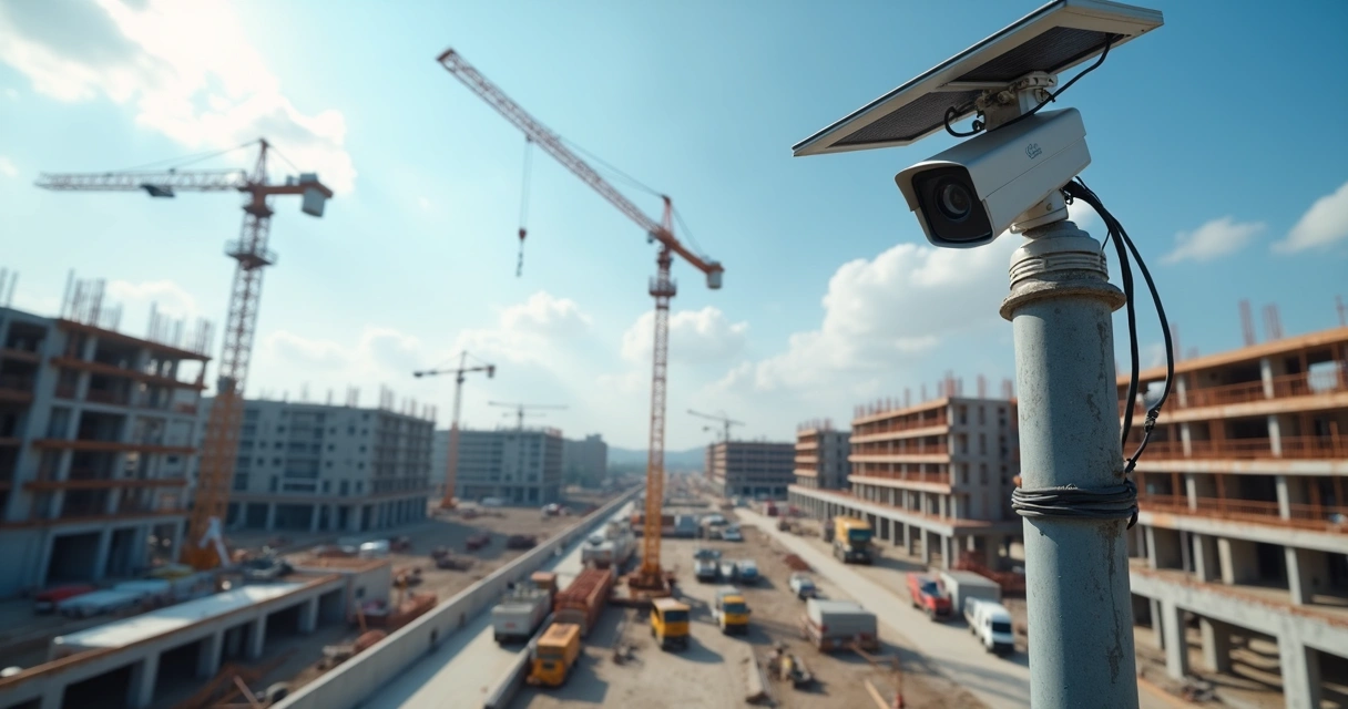 Câmera solar 4K instalada em obra de construção civil