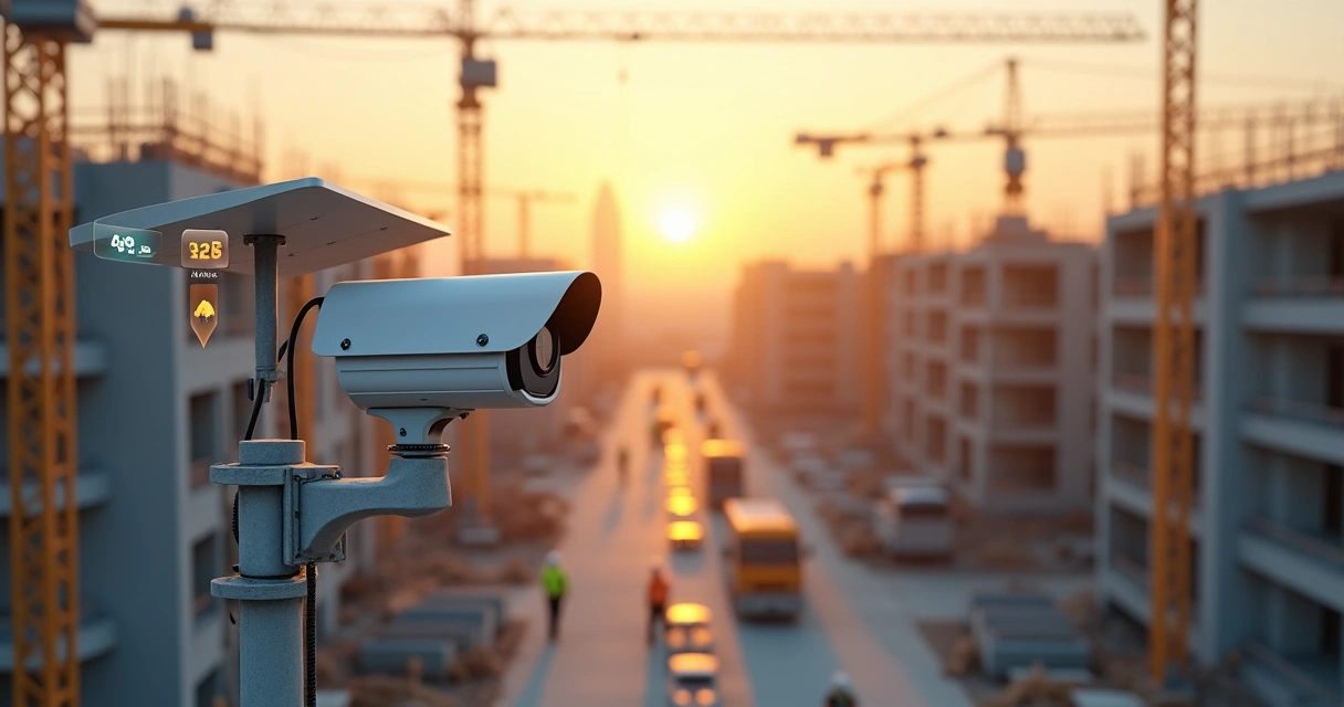Câmera de vigilância 4G solar monitorando grande obra em tempo real 