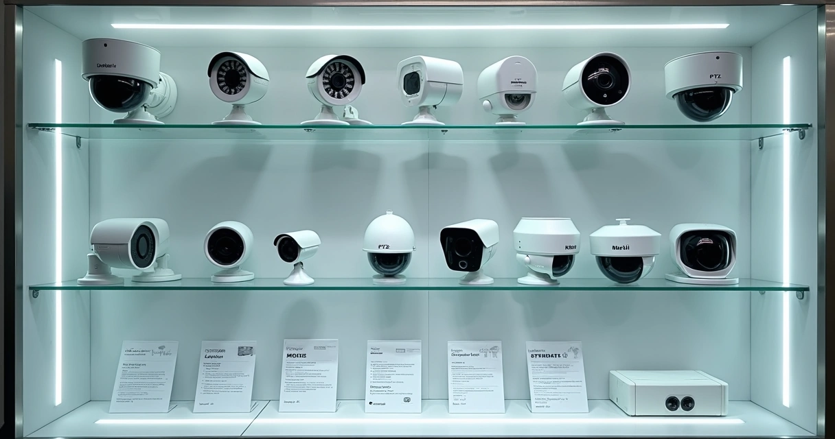 Vitrine com câmeras de diversas marcas reconhecidas 