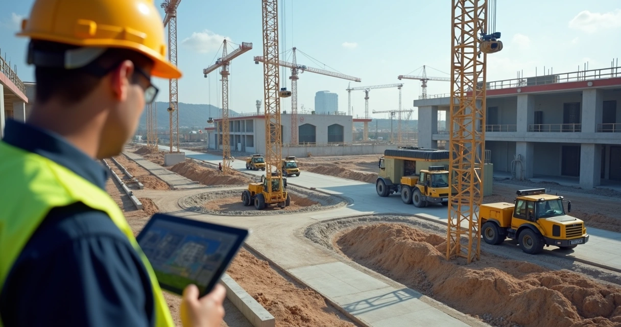 Câmeras instaladas em canteiro de obras realizando monitoramento visual