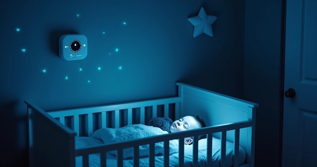 Visão noturna no berço com câmera monitorando bebê 