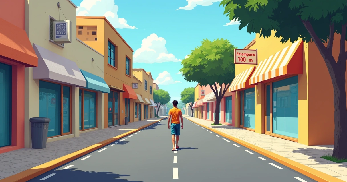 Pessoa caminhando até estamparia em um raio de 800 metros