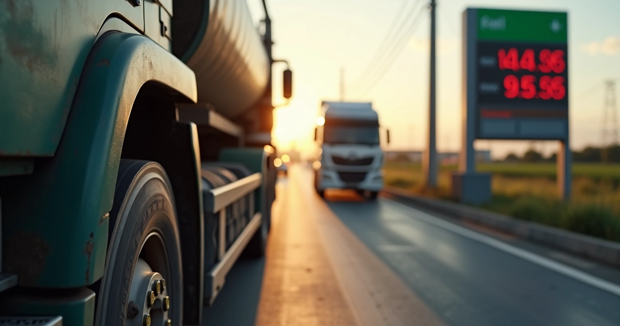 Caminhão sendo abastecido com diesel em posto 