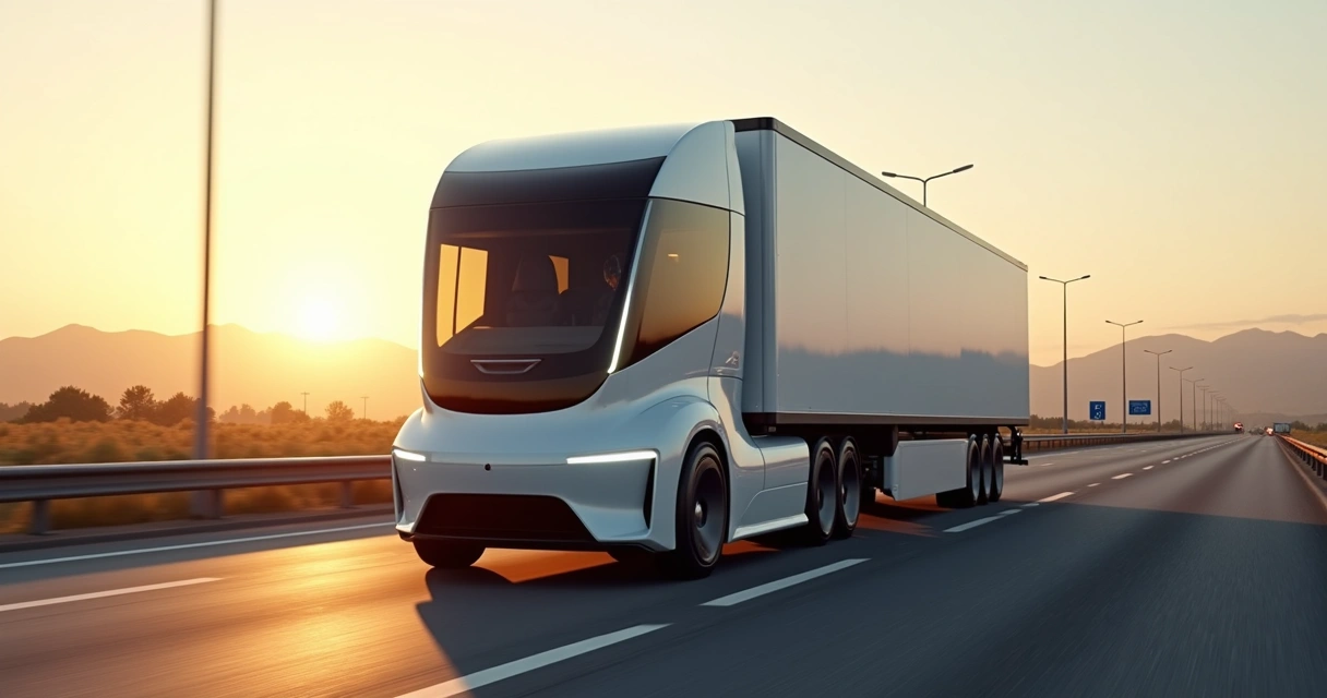 Caminhão elétrico pesado em rodovia europeia 