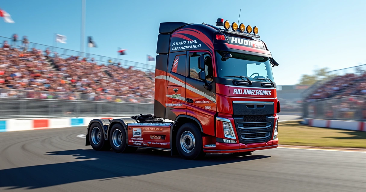 Caminhão da Full Time Sports Truck em alta velocidade na pista 
