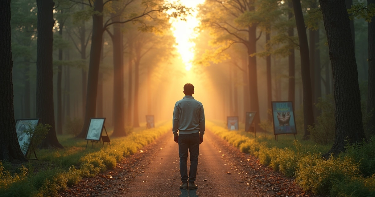 Pessoa em encruzilhada simbolizando armadilhas no caminho do autoconhecimento 