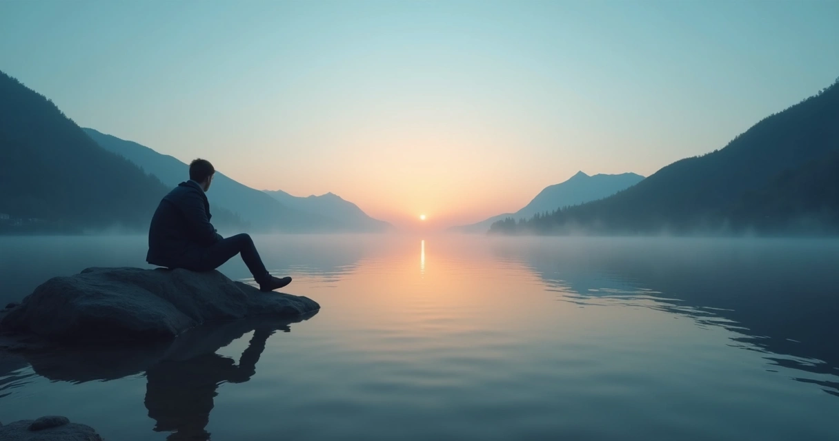 Pessoa refletindo sozinha em ambiente natural 