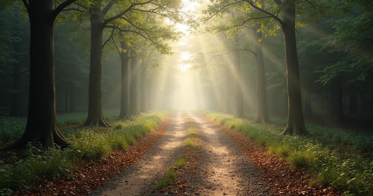 Caminho bifurcado em ambiente silencioso 