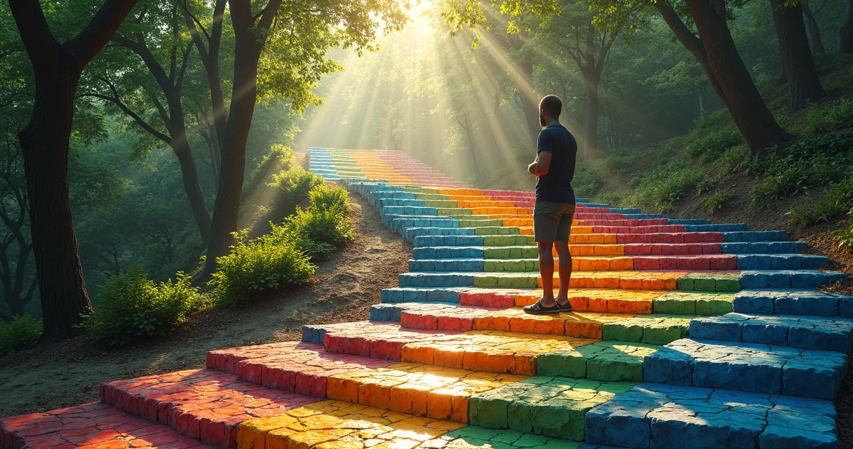 Caminho espiral colorido visto de cima 