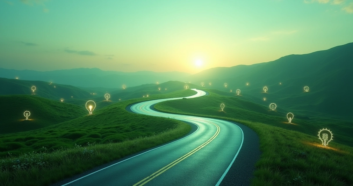 Estrada sinuosa representando caminho incremental na transformação