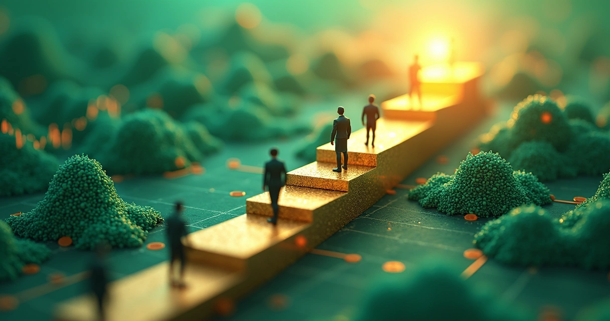 Caminho visual subindo para cima com dados e gráficos de crescimento