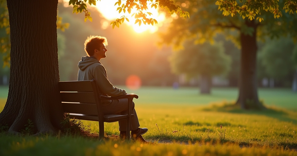 Pessoa em reflexão em ambiente sereno, sugerindo autoconhecimento 
