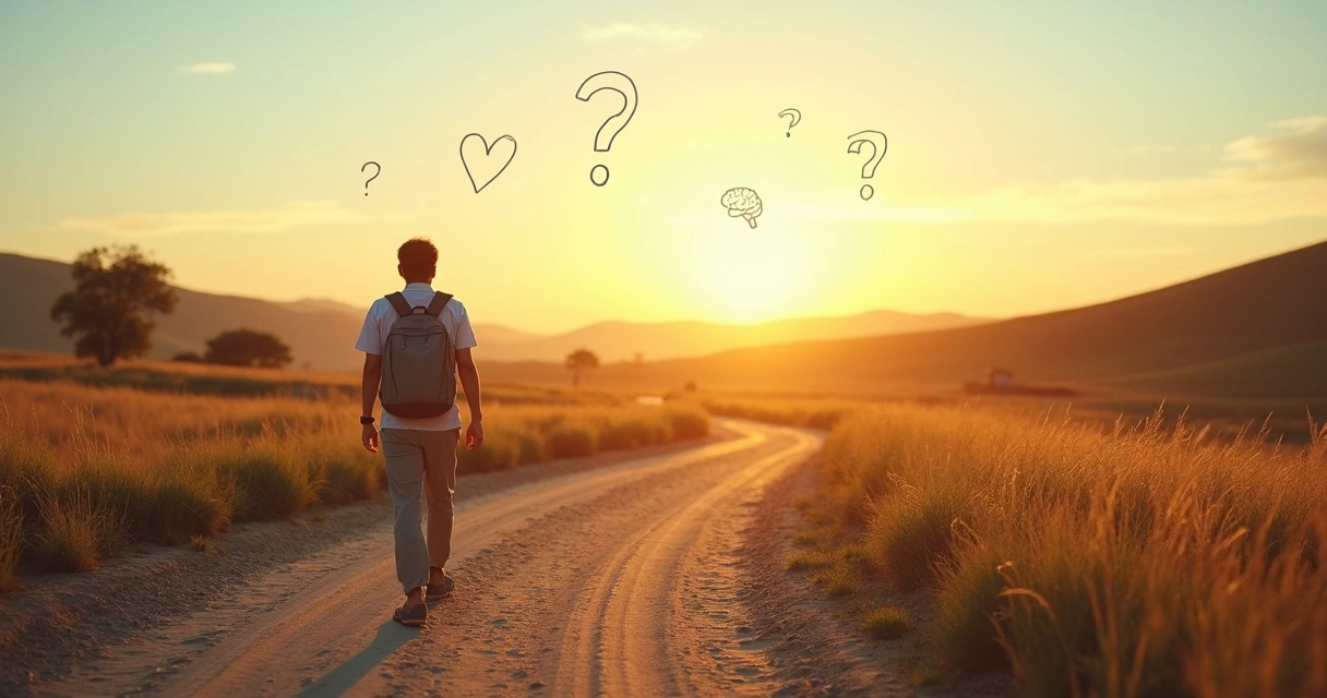 Pessoa caminhando sozinha em trilha que simboliza trajetória pessoal consciente 