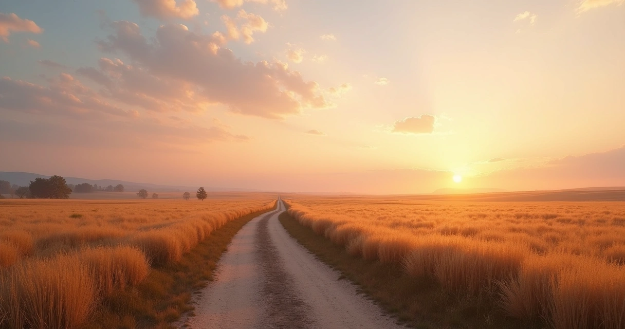 Estrada em campo aberto ao nascer do sol